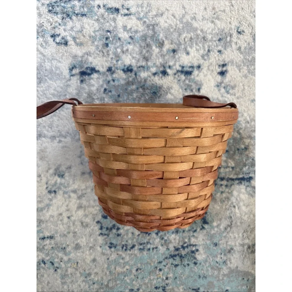 Vintage Bradford Basket Co. Handwoven Signed JAH 1994 Leather Handles Great Cond